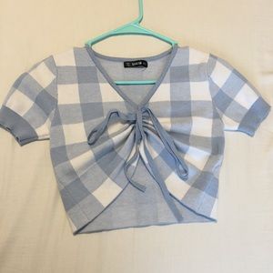 Plaid tie crop top